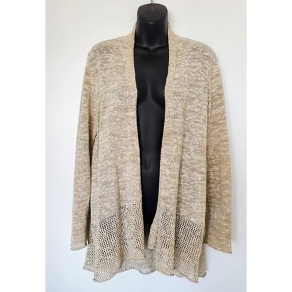 Eileen Fisher Linen Blend Open Front Cardigan Sweater Sz M Capsule Wardrobe Chic - Picture 2 of 8